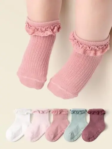 Toptim Newborn Baby-girls Socks and Bow Infant Toddler Ankle Socks - 2