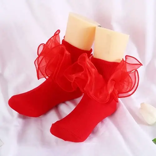 Toptim Newborn Baby-girls Socks and Bow Infant Toddler Ankle Socks - 3