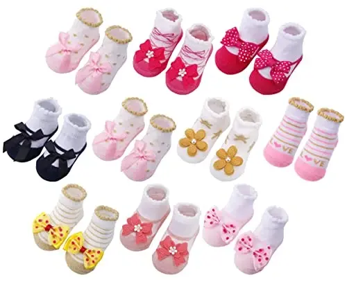 Toptim Newborn Baby-girls Socks and Bow Infant Toddler Ankle Socks - 1