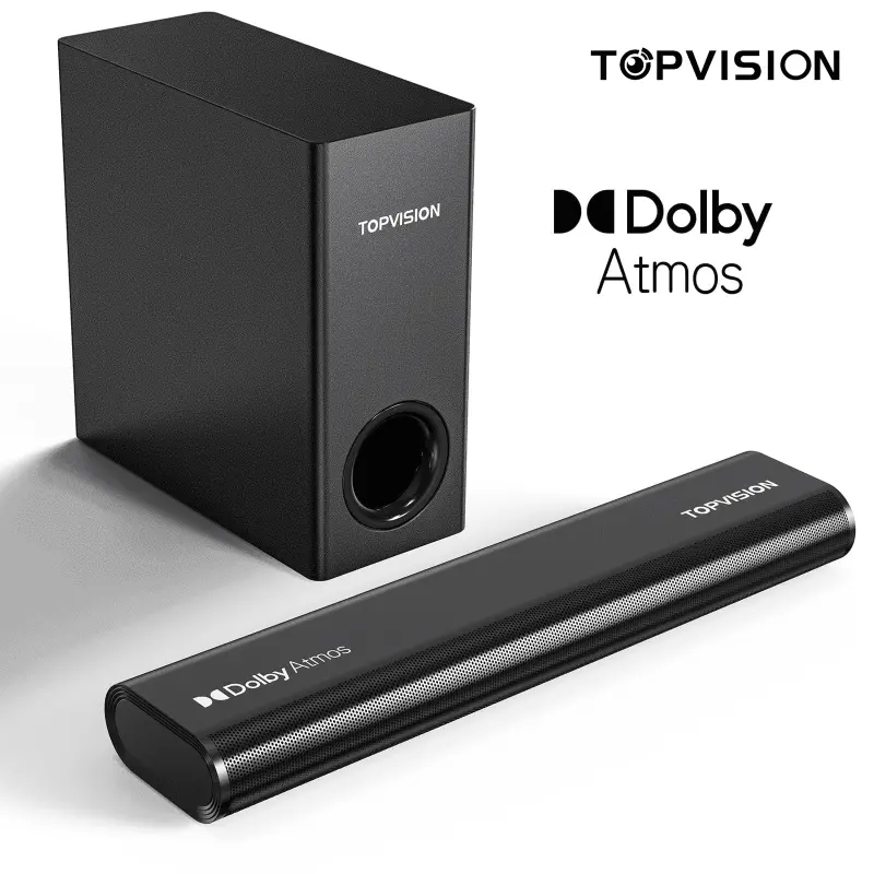 TOPVISION Sound Bar, 2.1ch Dolby Atmos Soundbars for TV, 150W 3D Sound System Speaker with Bluetooth 5.3/HDMI/Aux/Opt/USB Connection - 1