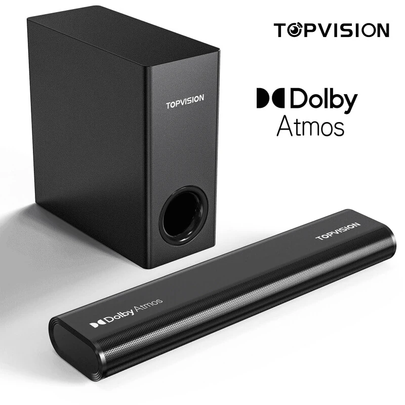 TOPVISION Sound Bar, Televizor uchun 2.1 ch Dolby Atmos Soundbar'lar, Bluetooth 5.3/HDMI/Aux/Opt/USB Ulanishli 150W 3D Ovoz Sistemasi Karnay - TOPVISION