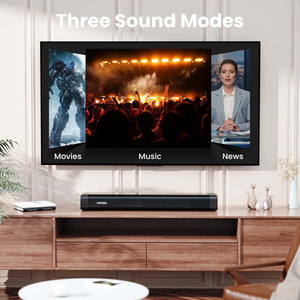 TOPVISION Televizor uchun Sound Bar, 21 dyuymli Bluetooth 5.0 LED chiroqli Soundbar, Optik/AUX/HDMI/USB ulanishi bilan 3D Surround Televizor karnayi - 8