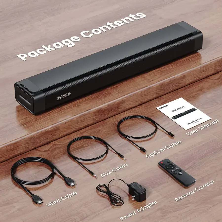 TOPVISION Televizor uchun Sound Bar, 21 dyuymli Bluetooth 5.0 LED chiroqli Soundbar, Optik/AUX/HDMI/USB ulanishi bilan 3D Surround Televizor karnayi - 2