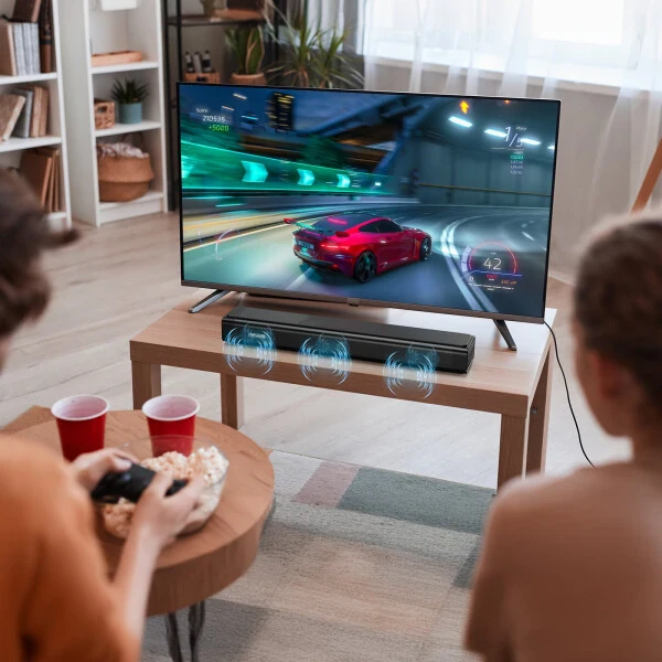 TOPVISION Televizor uchun Sound Bar, 21 dyuymli Bluetooth 5.0 LED chiroqli Soundbar, Optik/AUX/HDMI/USB ulanishi bilan 3D Surround Televizor karnayi - 4