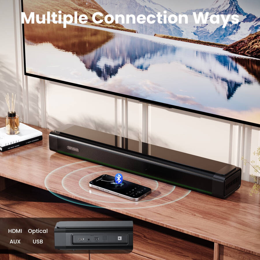 TOPVISION Televizyonlar İçin Sound Bar, Led Işıklı 21