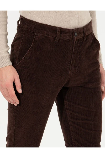 To'q jigarrang ingichka o'tirgan kanvas shim - 13