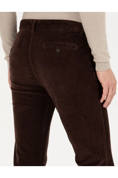 To'q jigarrang ingichka o'tirgan kanvas shim - 14