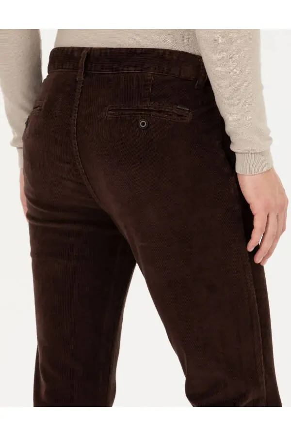 To'q jigarrang ingichka o'tirgan kanvas shim - 14