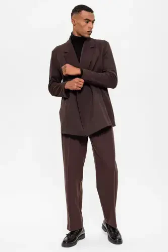 To'q jigarrang o'ralgan yashirin cho'ntakli erkaklar blazer pidjagi - To'q jigarrang - 2