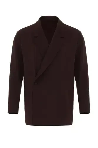 To'q jigarrang o'ralgan yashirin cho'ntakli erkaklar blazer pidjagi - To'q jigarrang - 8