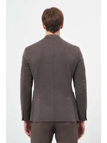 To'q jigarrang o'rima qilich yoqali 6 tomchi slim fit kurtka 1002245156-jigarrang - 5