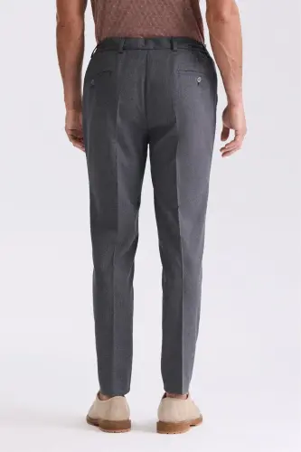 **To‘q ko‘k Comfort Fit beliga lastikli jun mato pardalari** - 3