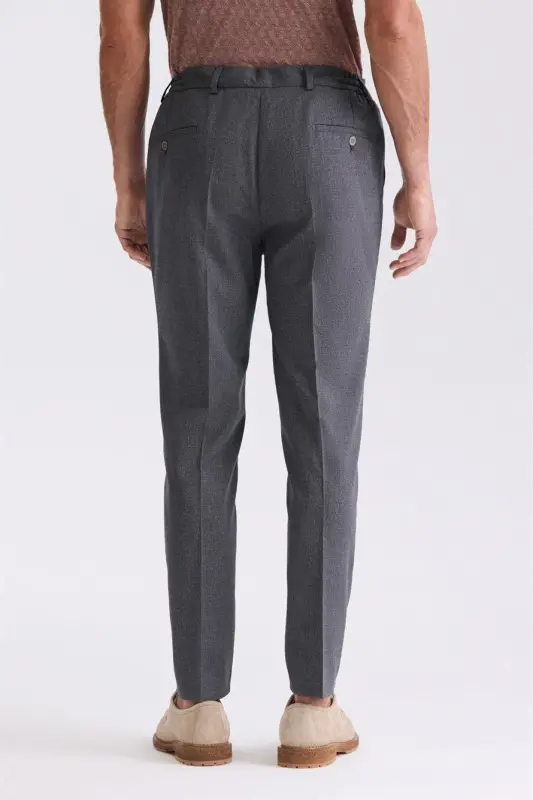 **To‘q ko‘k Comfort Fit beliga lastikli jun mato pardalari** - 3