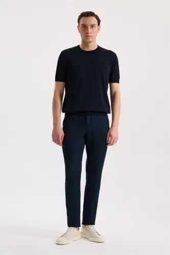 To'q ko'k rangli Comfort Fit bel qismi rezinali jogger shim - 2