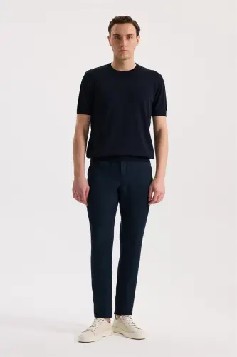 To'q ko'k rangli, Comfort Fit, beli rezinali jogger shim - JAKAMEN (1)