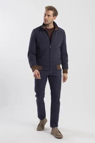 To'q ko'k rangli Comfort Fit tik yoqali kurtka - 2