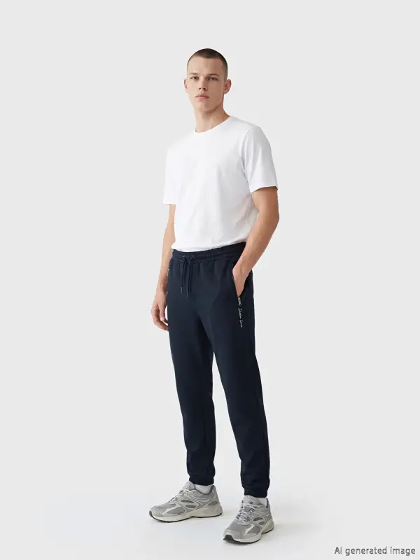 To'q ko'k rangli standart qolipli erkaklar uchun jogger sport ajoyib shimi - To'q ko'k - 1