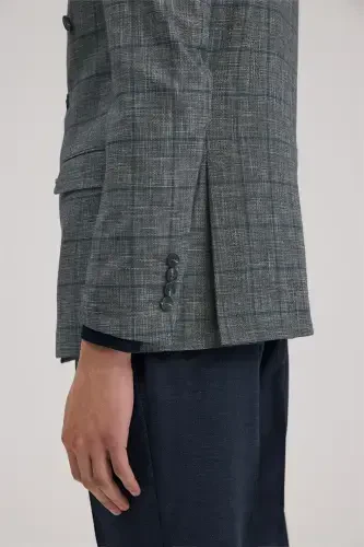 To‘q ko‘k Slim Fit ikki qatorli kostyum - 5