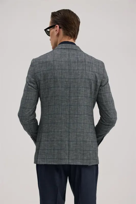 To‘q ko‘k Slim Fit ikki qatorli kostyum - 4