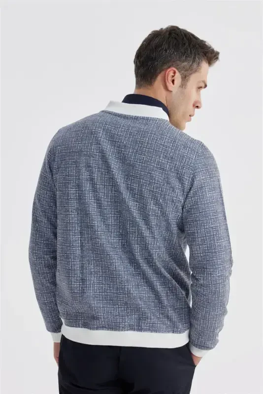 Toʻq koʻk Slim Fit Paxta Kolleg Oʻtish davri Paltosi - 4