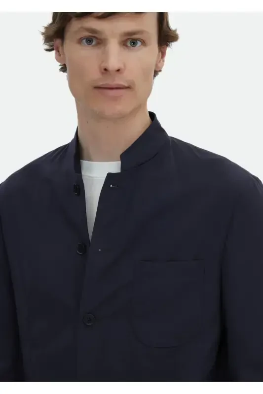 To'q ko'k tekis Casual Fit jun aralash kostyum - 5