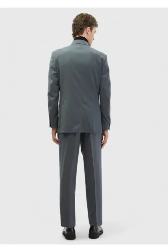 To'q kulrang chiziqli Comfort Fit 100% jun kostyum - 7