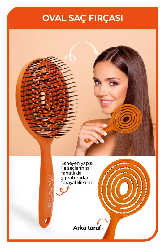 To'q sariq Pro 3D Oval Soch Cho'tkasi - Tarak - 3