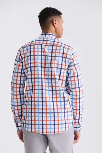 To'q sariq Slim Fit yoqali tugmali ko'ylak - 4