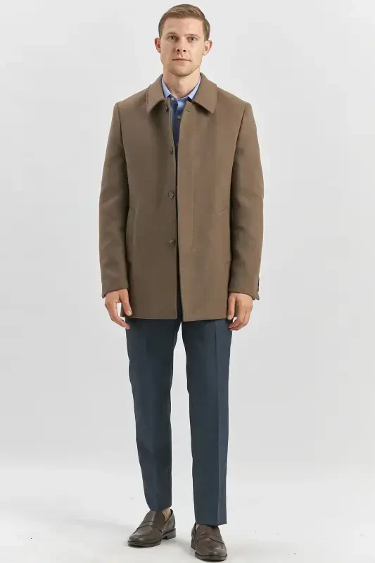 Toʻq vizon kaşmirli bolalar yoqali kapitone astarli qulay bichimli klassik palto 1008245161-Toʻq vizon - 5