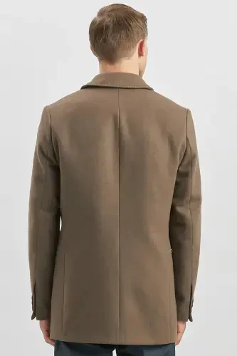 Toʻq vizon kaşmirli bolalar yoqali kapitone astarli qulay bichimli klassik palto 1008245161-Toʻq vizon - 6