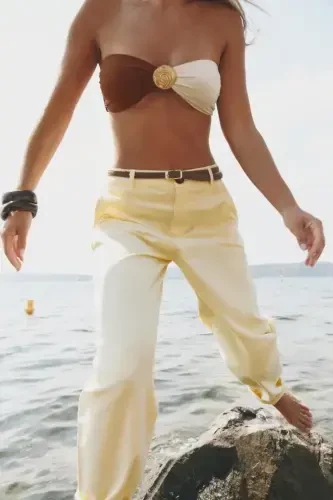 TOʻQILGAN KAMARLI CHINO SHIM - Sariq - 6