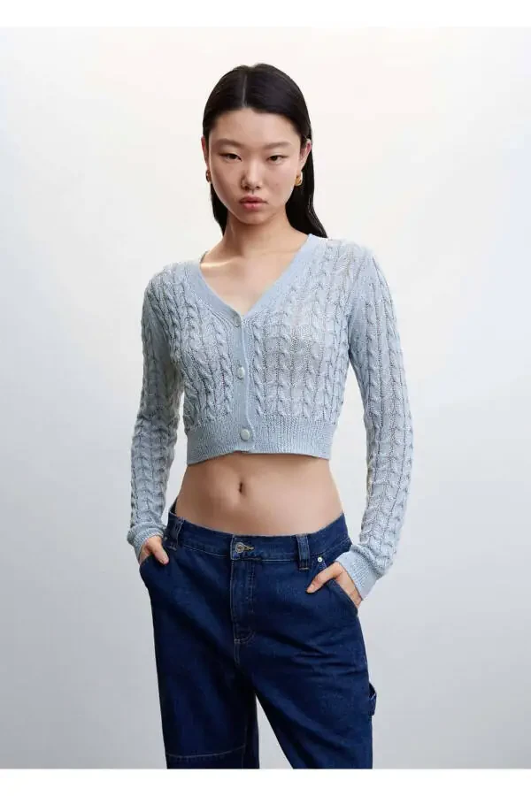 To'qilgan naqshli kesilgan kardigan - 1