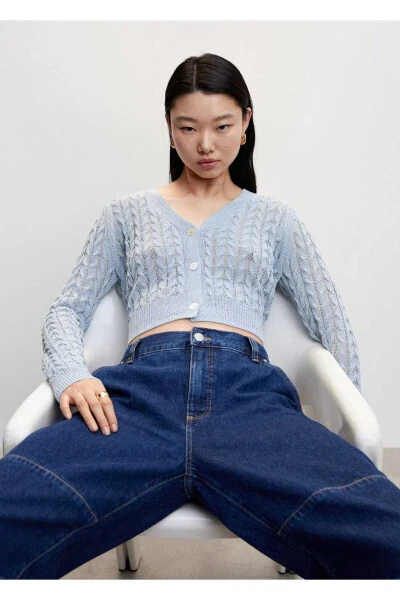 To'qilgan naqshli kesilgan kardigan - 5