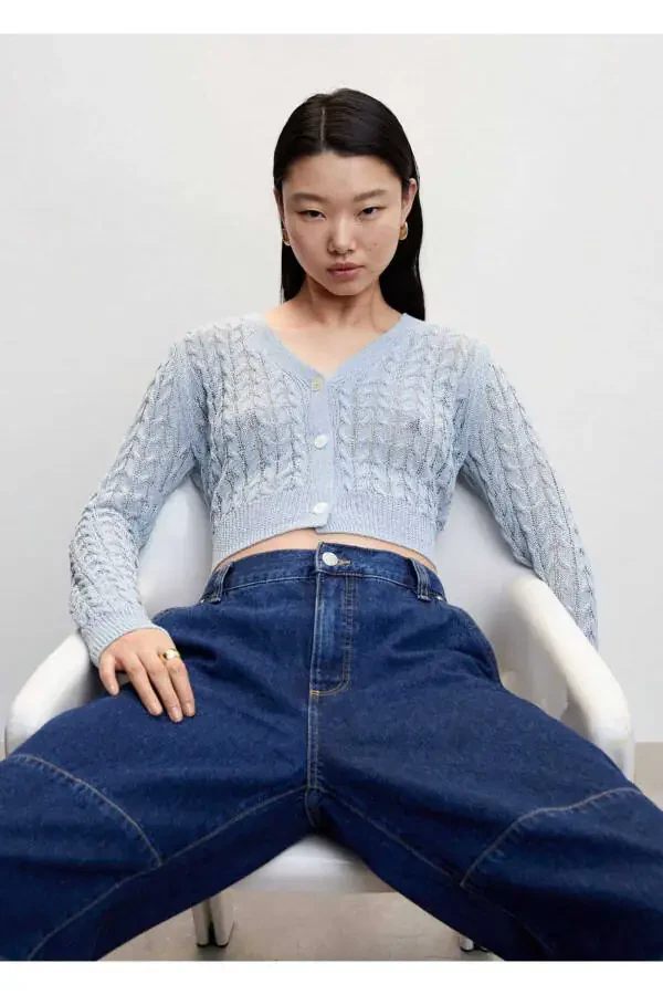 To'qilgan naqshli kesilgan kardigan - 5