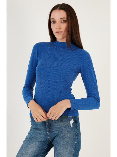 To'qima cho'ziluvchan Slim Fit yarim baliqchi yoqali ko'ylagi 5865344 - LC WAIKIKI