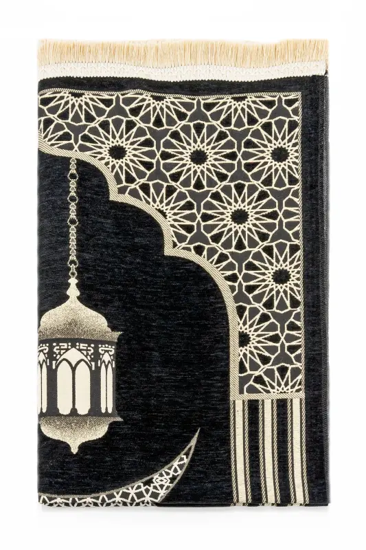 To'qimalangan Şenil Gilam - Qora Rang - 4