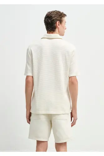 To'qimali Ekru Ko'ylak Regular Fit / Oddiy Bichim 0211 - 3
