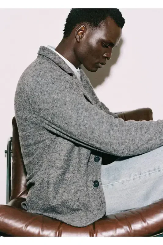 Tor boʻlakli jun jun uzun yengli palto - 4