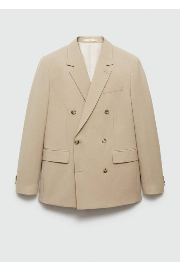 Tor doiralari kesilgan ikki qatorli blazer - 4