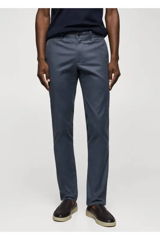 Tor kesimli serj chino shim - Moviy indigo - MANGO MAN