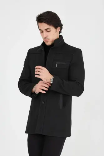 Tor kesimli tik yoqali uzun kaşmir пальто 330-QORA - DC DRESS UP CLUB (1)