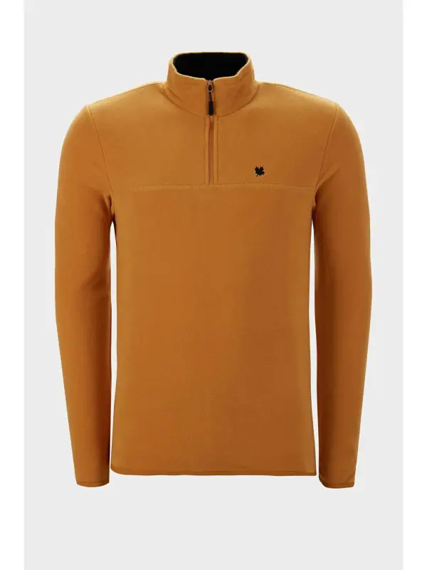 Tor kiyimga ega, tuklanmaydigan, qishki erkaklar uchun fleece sviter, qayiq yoqali, shardonli 5906001-Sari - 2