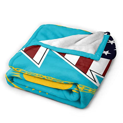 Torn Style Us and Kazakhstan Flags Throw Blanket 40