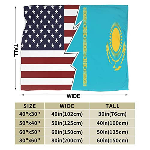 Torn Style Us and Kazakhstan Flags Throw Blanket 40