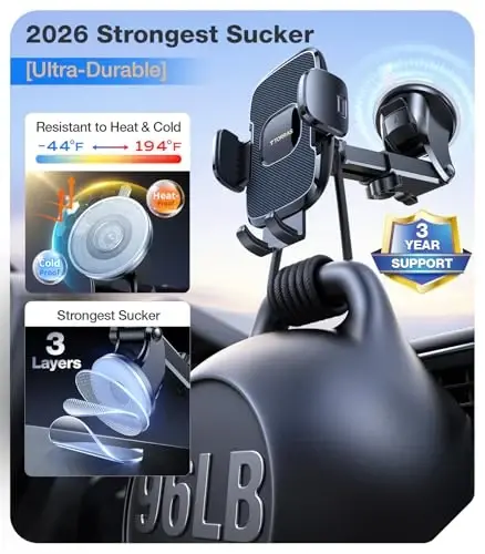 TORRAS 2025【Strongest Suction & Ultra-Durable】 Phone Holders for Your Car,【Patent & Safety Certs】 Car Phone Holder Mount Truck Stand for Dashboard Windshield Vent for iPhone 17 16 15 14 13, Navy Blue 