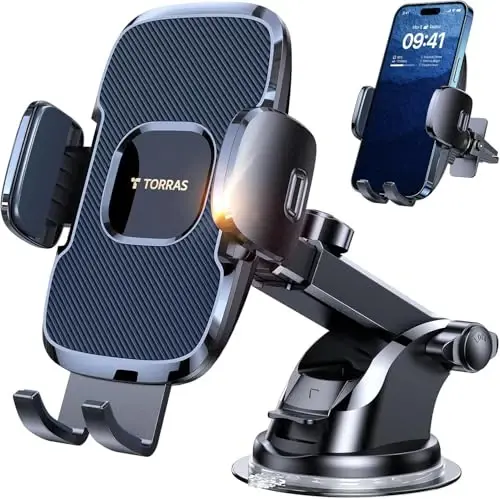 TORRAS 2025【Strongest Suction & Ultra-Durable】 Phone Holders for Your Car,【Patent & Safety Certs】 Car Phone Holder Mount Truck Stand for Dashboard Windshield Vent for iPhone 17 16 15 14 13, Navy Blue - 3