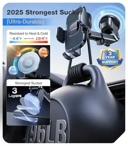 TORRAS 2025【Strongest Suction & Ultra-Durable】 Phone Holders for Your Car,【Patent & Safety Certs】 Car Phone Holder Mount Truck Stand for Dashboard Windshield Vent for iPhone 17 16 15 14 13, Navy Blue - 7