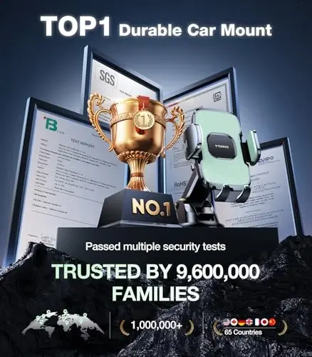 TORRAS 2026【Strongest Suction & Ultra-Durable】 Phone Holders for Your Car,【Patent & Safety Certs】 Car Phone Holder Mount Truck Stand for Dashboard Windshield Vent for iPhone 17 16 15 14 13, Sage - TORRAS (1)
