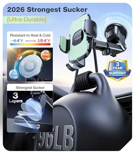 TORRAS 2026【Strongest Suction & Ultra-Durable】 Phone Holders for Your Car,【Patent & Safety Certs】 Car Phone Holder Mount Truck Stand for Dashboard Windshield Vent for iPhone 17 16 15 14 13, Sage - 3