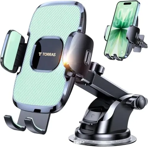 TORRAS 2026【Strongest Suction & Ultra-Durable】 Phone Holders for Your Car,【Patent & Safety Certs】 Car Phone Holder Mount Truck Stand for Dashboard Windshield Vent for iPhone 17 16 15 14 13, Sage - 1